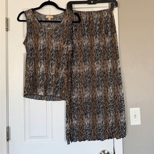 Choices Vintage Animal Print Tank Top Midi Skirt Matching Set